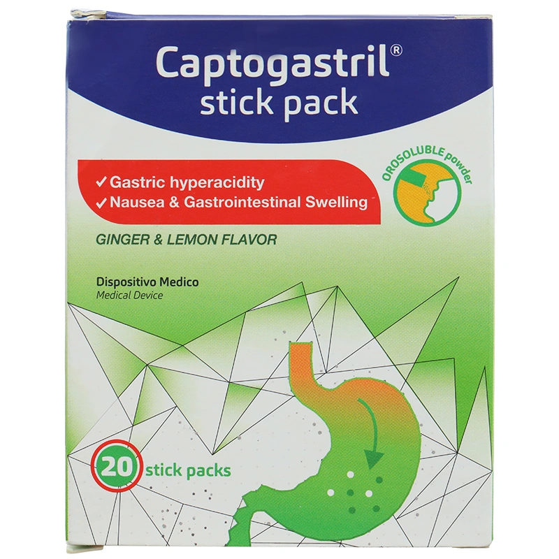 Bột Captogastril hỗ trợ giảm đầy hơi, khó tiêu, trào ngược dạ dày hộp 20 gói - 1